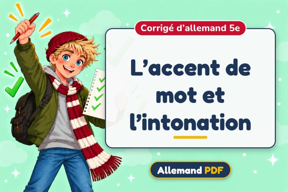 L’accent de mot et l’intonation : corrigé d’allemand 5e, illustration Allemand PDF