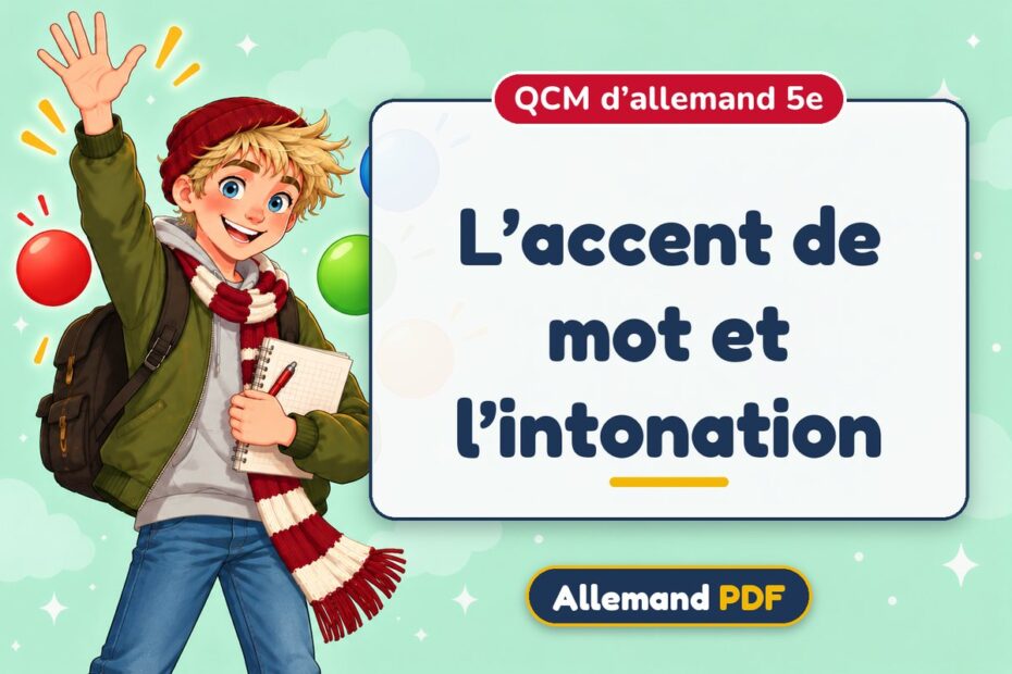 L’accent de mot et l’intonation : QCM d’allemand 5e, illustration Allemand PDF