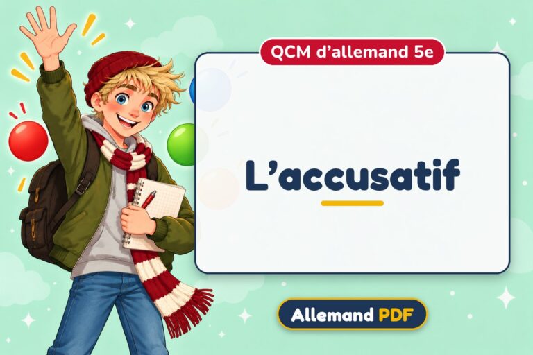 L’accusatif : QCM d’allemand 5e, illustration Allemand PDF
