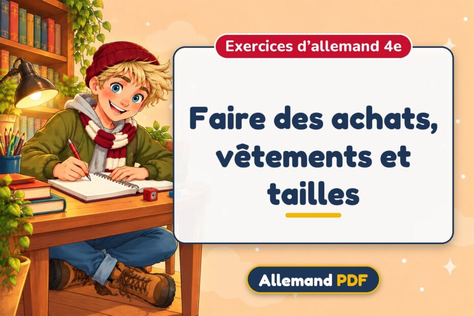 Faire des achats, vêtements et tailles : exercices d’allemand 4e, illustration Allemand PDF