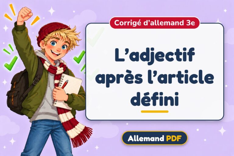 L’adjectif après l’article défini : corrigé d’allemand 3e, illustration Allemand PDF