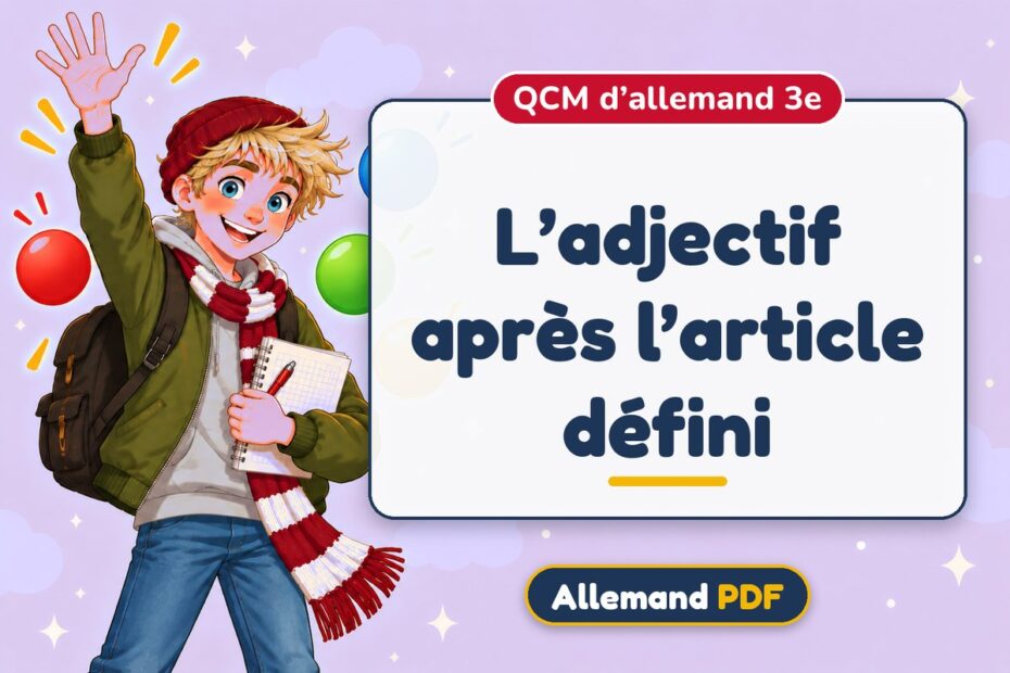 L’adjectif après l’article défini : QCM d’allemand 3e, illustration Allemand PDF