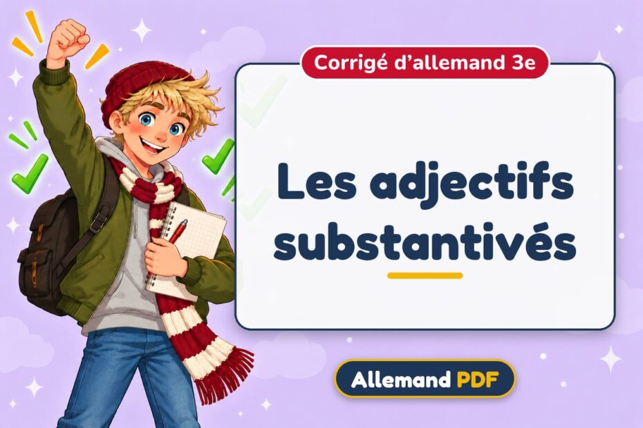 Les adjectifs substantivés : corrigé d’allemand 3e, illustration Allemand PDF