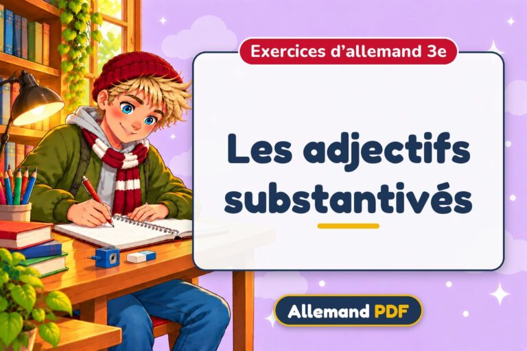 Les adjectifs substantivés : exercices d’allemand 3e, illustration Allemand PDF
