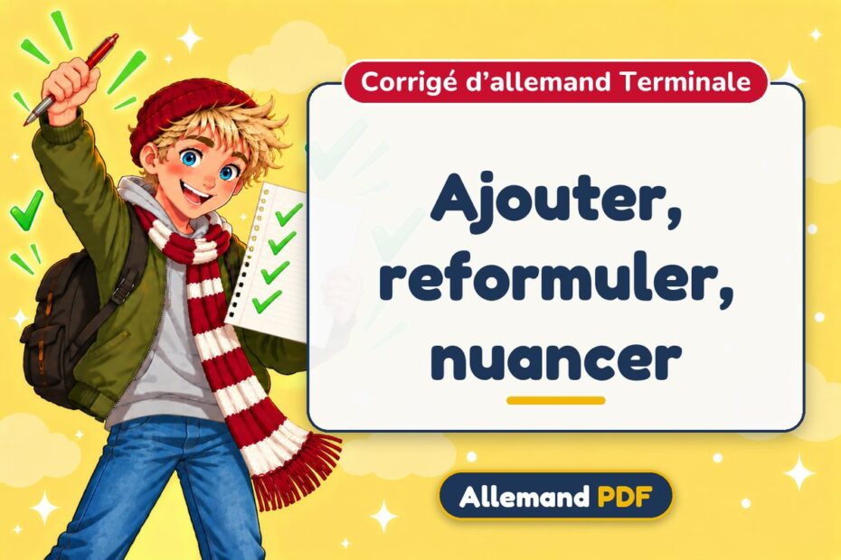 Ajouter, reformuler, nuancer : corrigé d’allemand terminale, illustration Allemand PDF