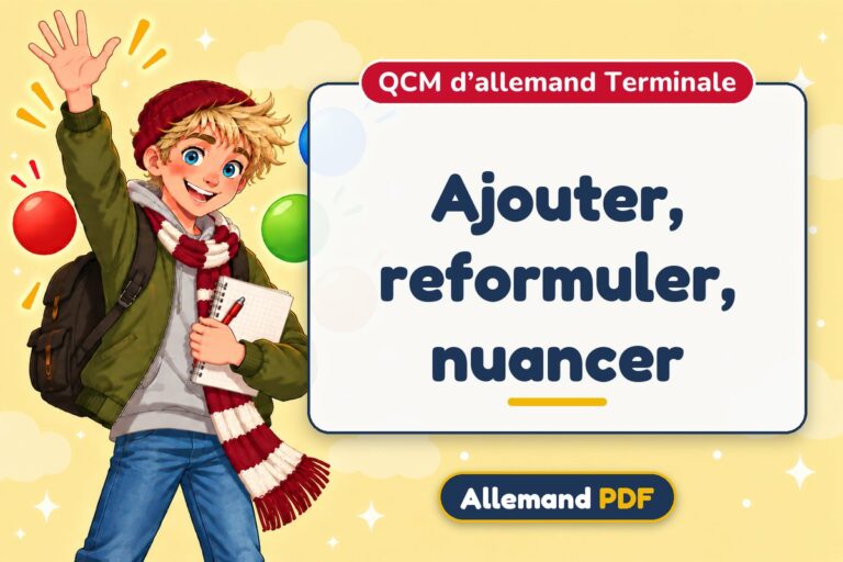 Ajouter, reformuler, nuancer : QCM d’allemand terminale, illustration Allemand PDF