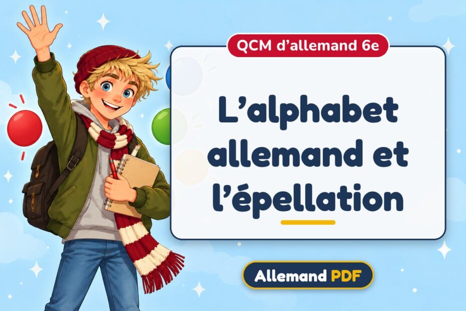 L’alphabet allemand et l’épellation : QCM d’allemand 6e, illustration Allemand PDF