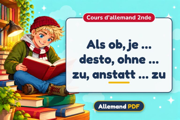 Als ob, je … desto, ohne … zu, anstatt … zu : cours d’allemand 2nde, illustration Allemand PDF