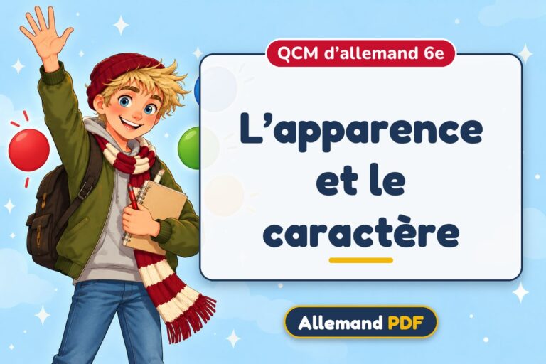L’apparence et le caractère : QCM d’allemand 6e, illustration Allemand PDF