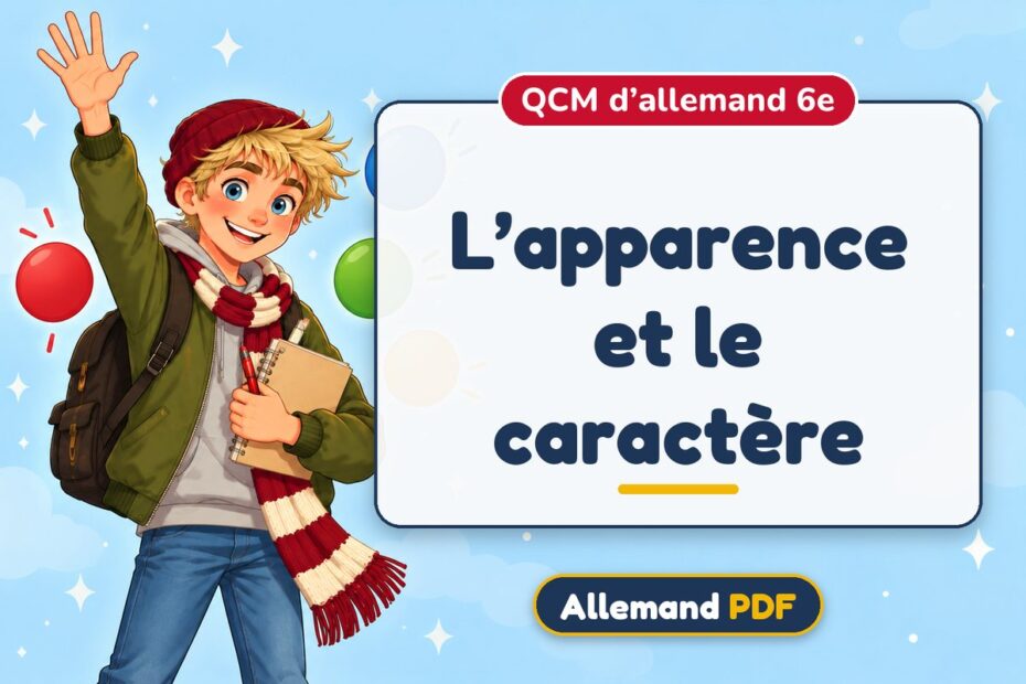 L’apparence et le caractère : QCM d’allemand 6e, illustration Allemand PDF