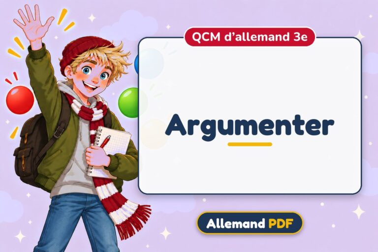 Argumenter : QCM d’allemand 3e, illustration Allemand PDF
