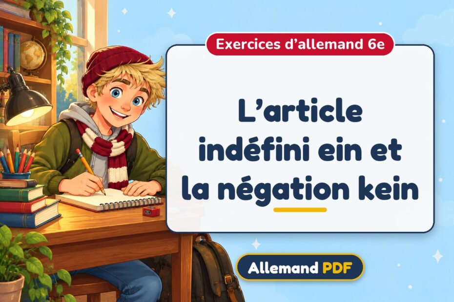 L’article indéfini ein et la négation kein : exercices d’allemand 6e, illustration Allemand PDF