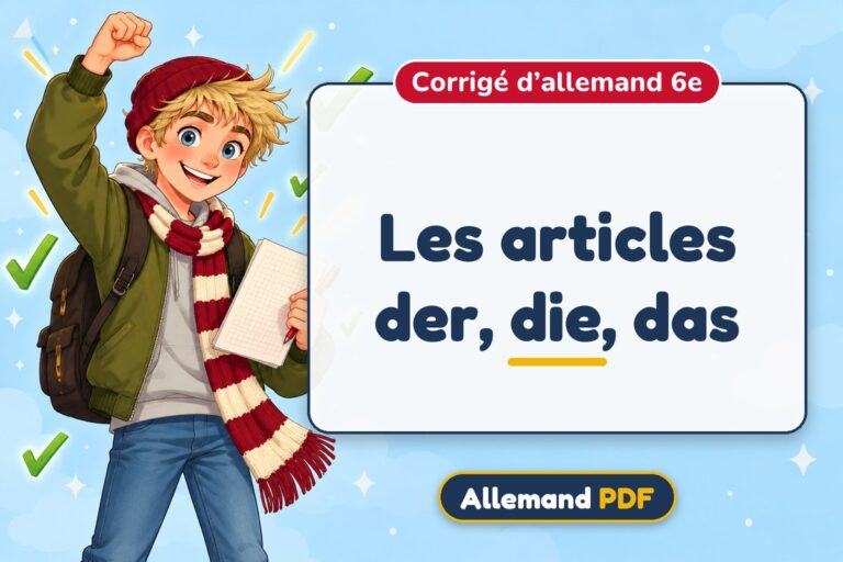 Les articles der, die, das : corrigé d’allemand 6e, illustration Allemand PDF
