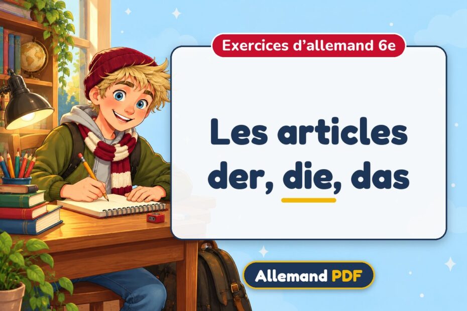 Les articles der, die, das : exercices d’allemand 6e, illustration Allemand PDF