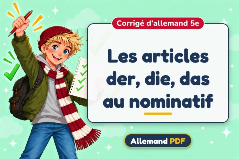 Les articles der, die, das au nominatif : corrigé d’allemand 5e, illustration Allemand PDF