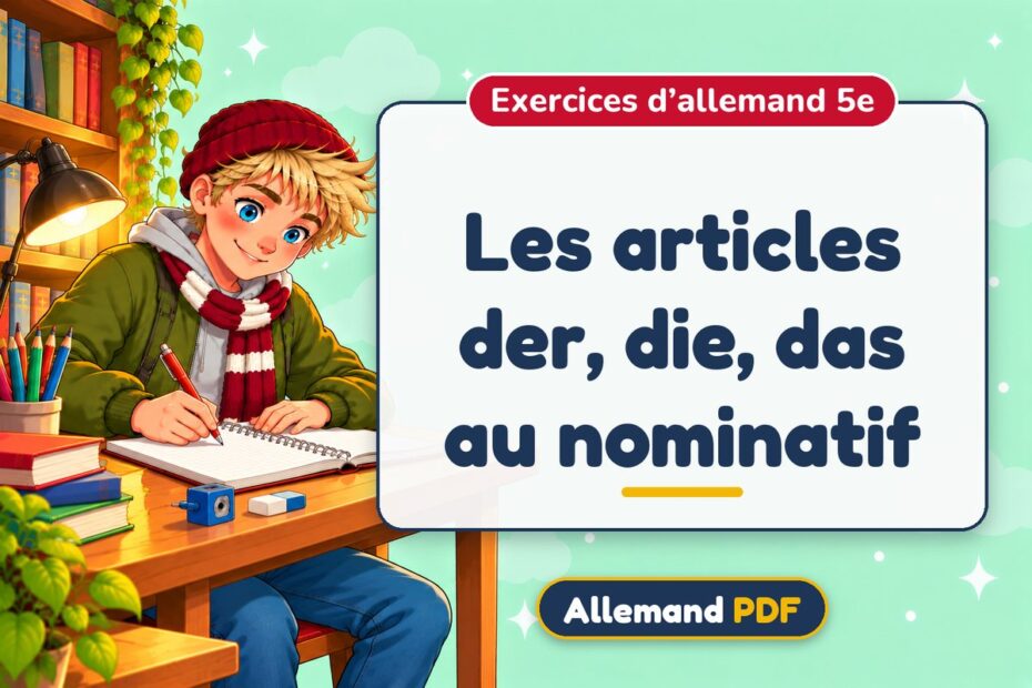 Les articles der, die, das au nominatif : exercices d’allemand 5e, illustration Allemand PDF