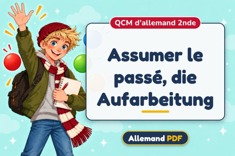 Assumer le passé, die Aufarbeitung : QCM d’allemand 2nde, illustration Allemand PDF