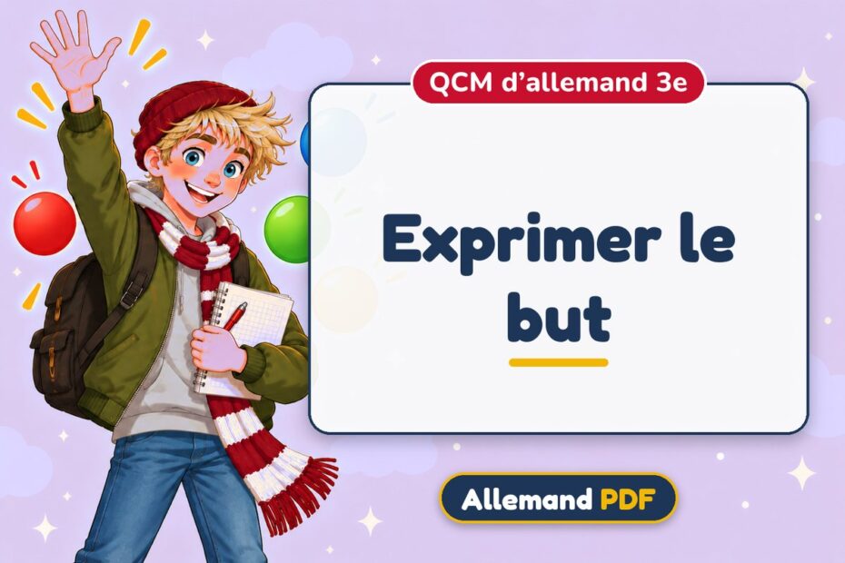 Exprimer le but : QCM d’allemand 3e, illustration Allemand PDF