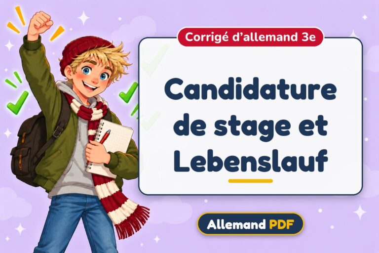 Candidature de stage et Lebenslauf : corrigé d’allemand 3e, illustration Allemand PDF