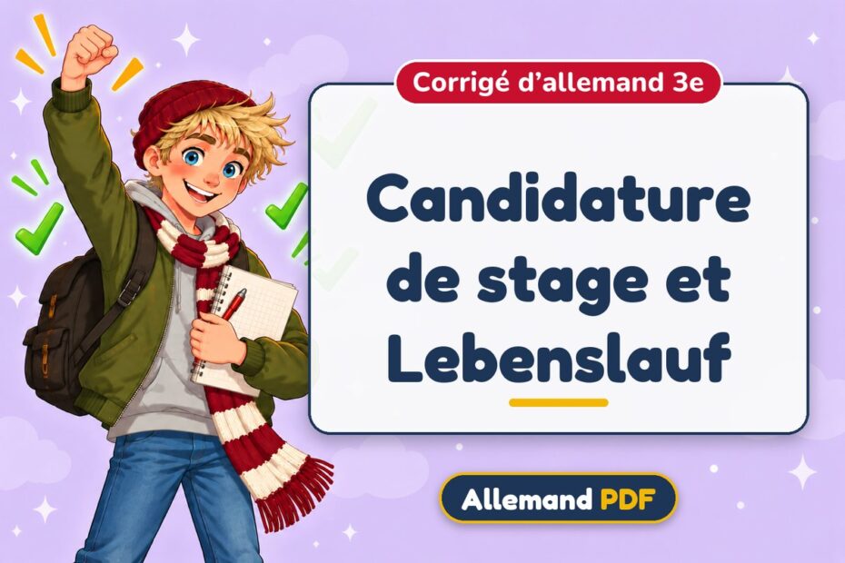 Candidature de stage et Lebenslauf : corrigé d’allemand 3e, illustration Allemand PDF
