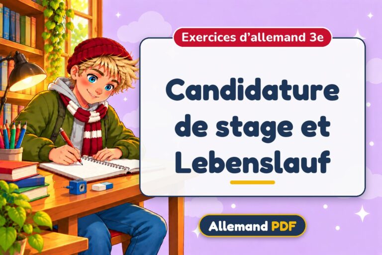 Candidature de stage et Lebenslauf : exercices d’allemand 3e, illustration Allemand PDF