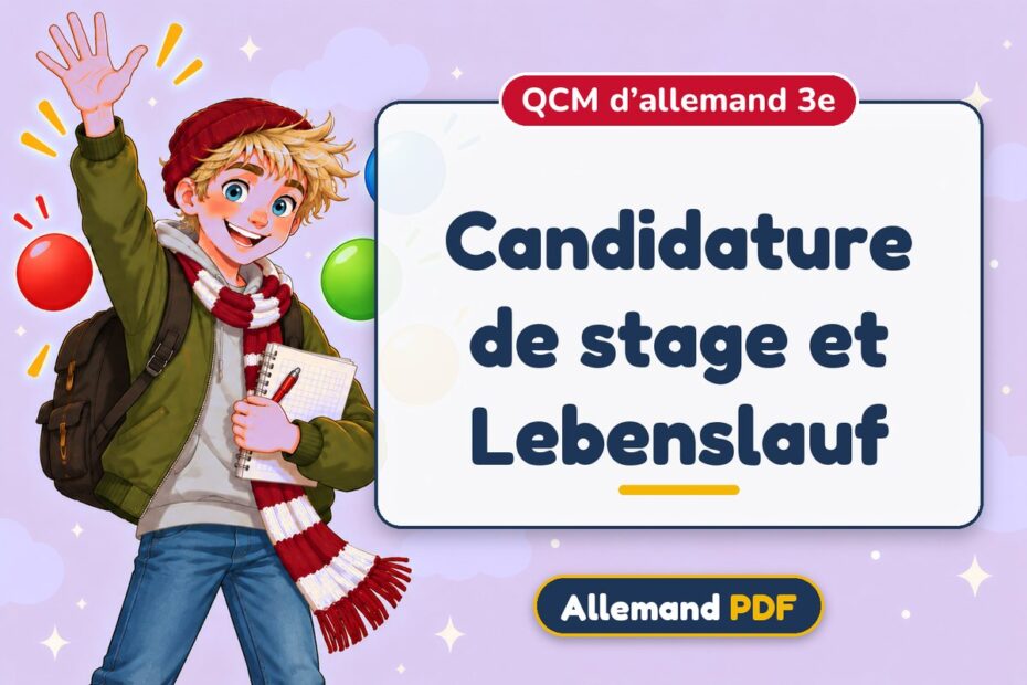 Candidature de stage et Lebenslauf : QCM d’allemand 3e, illustration Allemand PDF