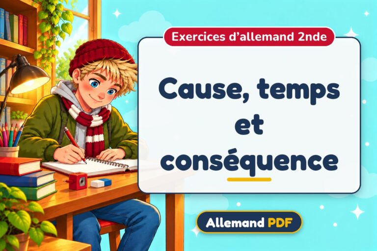 Cause, temps et conséquence : exercices d’allemand 2nde, illustration Allemand PDF