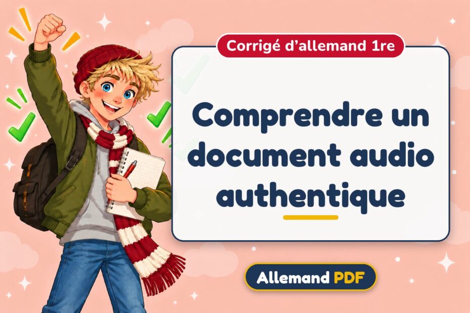Comprendre un document audio authentique : corrigé d’allemand 1re, illustration Allemand PDF