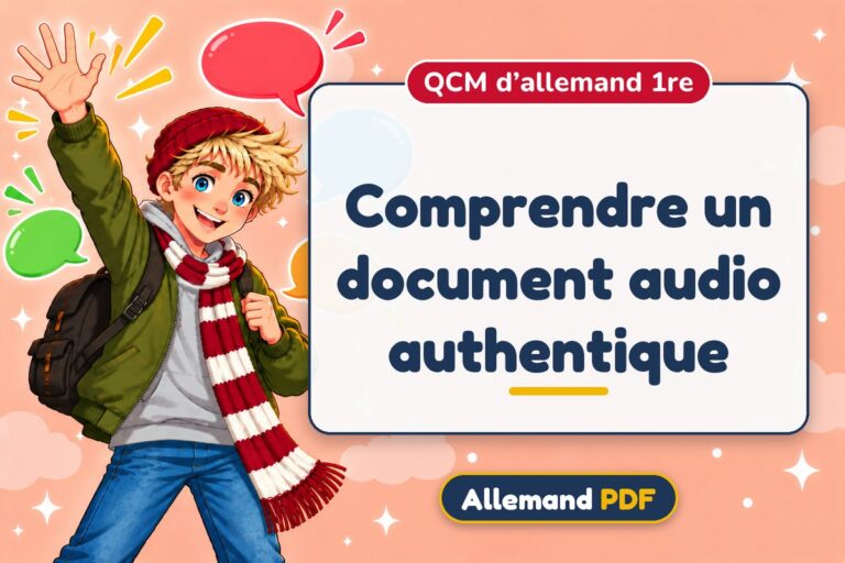 Comprendre un document audio authentique : QCM d’allemand 1re, illustration Allemand PDF