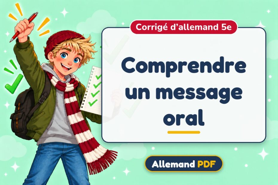 Comprendre un message oral : corrigé d’allemand 5e, illustration Allemand PDF