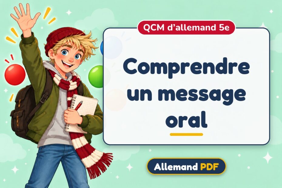 Comprendre un message oral : QCM d’allemand 5e, illustration Allemand PDF