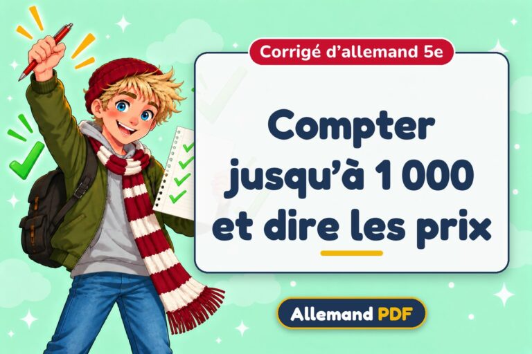 Compter jusqu’à 1 000 et dire les prix : corrigé d’allemand 5e, illustration Allemand PDF