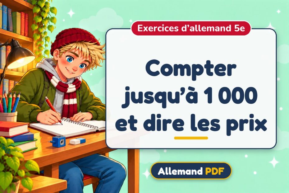 Compter jusqu’à 1 000 et dire les prix : exercices d’allemand 5e, illustration Allemand PDF
