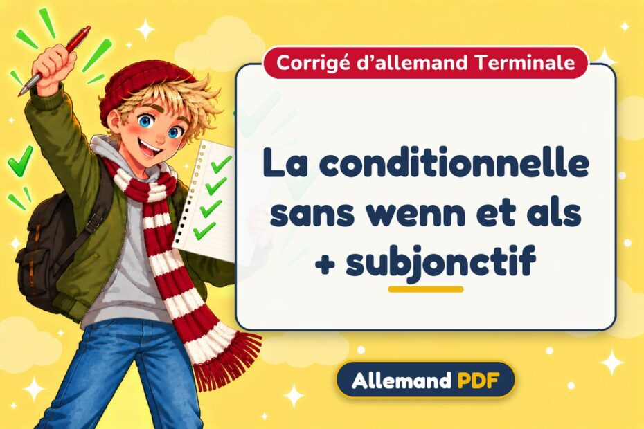La conditionnelle sans wenn et als + subjonctif : corrigé d’allemand terminale, illustration Allemand PDF