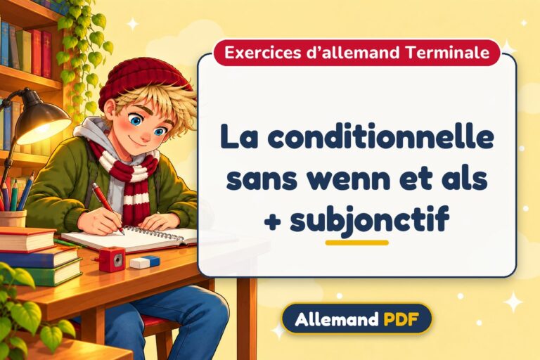 La conditionnelle sans wenn et als + subjonctif : exercices d’allemand terminale, illustration Allemand PDF