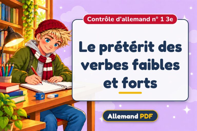 Le prétérit des verbes faibles et forts : contrôle d’allemand n° 1 3e, illustration Allemand PDF