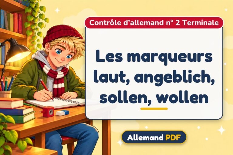 Les marqueurs laut, angeblich, sollen, wollen : contrôle d’allemand n° 2 terminale, illustration Allemand PDF