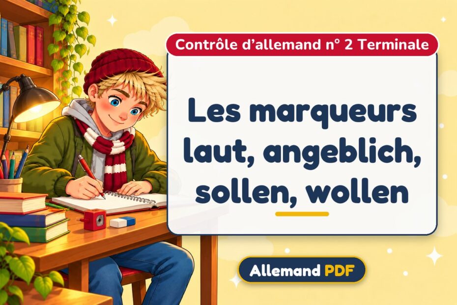 Les marqueurs laut, angeblich, sollen, wollen : contrôle d’allemand n° 2 terminale, illustration Allemand PDF