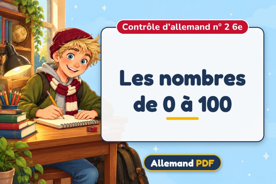 Les nombres de 0 à 100 : contrôle d’allemand n° 2 6e, illustration Allemand PDF