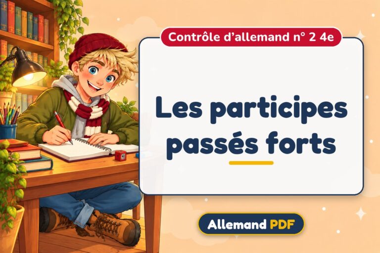 Les participes passés forts : contrôle d’allemand n° 2 4e, illustration Allemand PDF