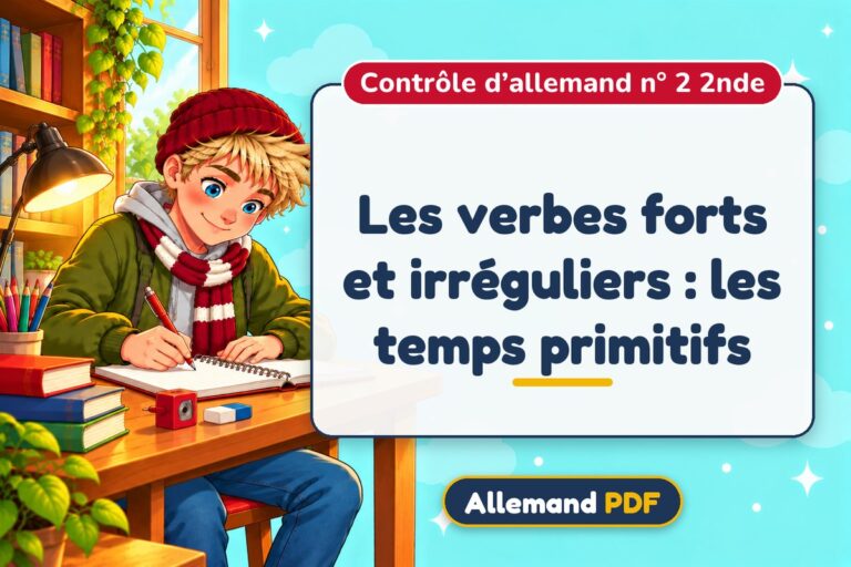 Les verbes forts et irréguliers : les temps primitifs : contrôle d’allemand n° 2 2nde, illustration Allemand PDF