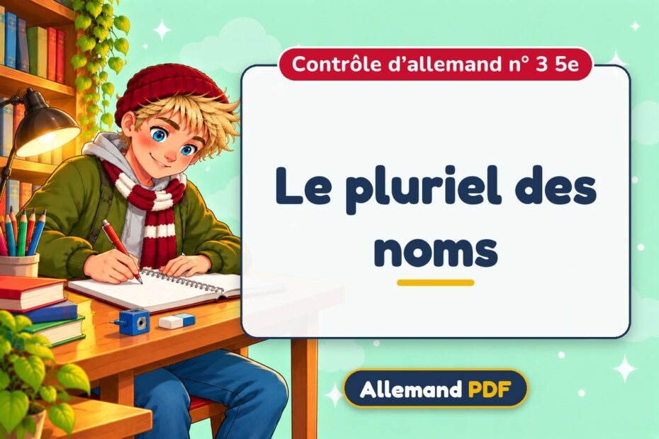 Le pluriel des noms : contrôle d’allemand n° 3 5e, illustration Allemand PDF