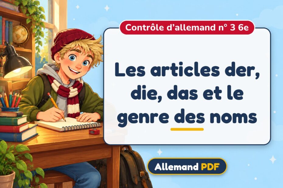Les articles der, die, das et le genre des noms : contrôle d’allemand n° 3 6e, illustration Allemand PDF