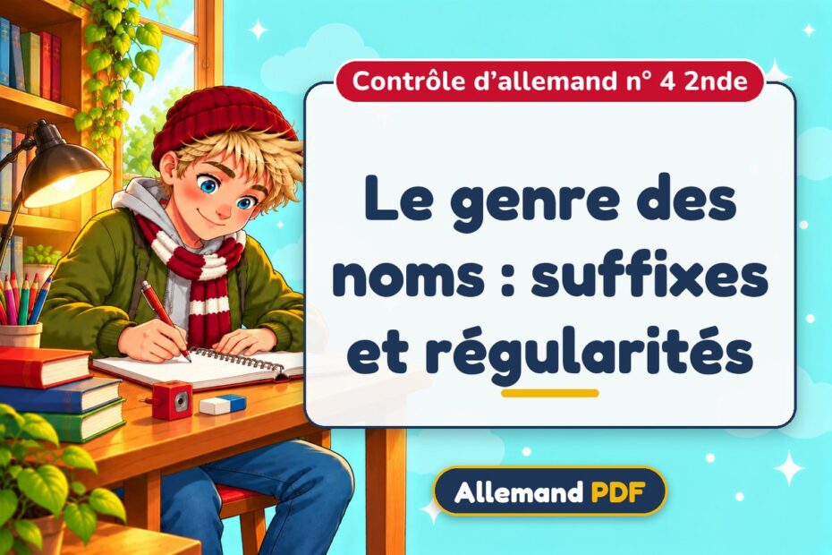 Le genre des noms : suffixes et régularités : contrôle d’allemand n° 4 2nde, illustration Allemand PDF
