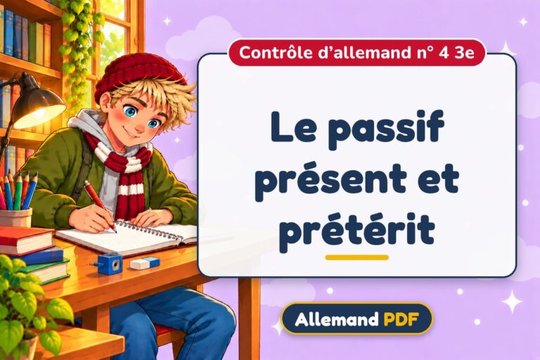 Le passif présent et prétérit : contrôle d’allemand n° 4 3e, illustration Allemand PDF