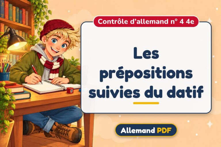 Les prépositions suivies du datif : contrôle d’allemand n° 4 4e, illustration Allemand PDF