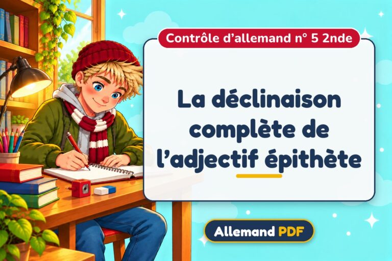 La déclinaison complète de l’adjectif épithète : contrôle d’allemand n° 5 2nde, illustration Allemand PDF