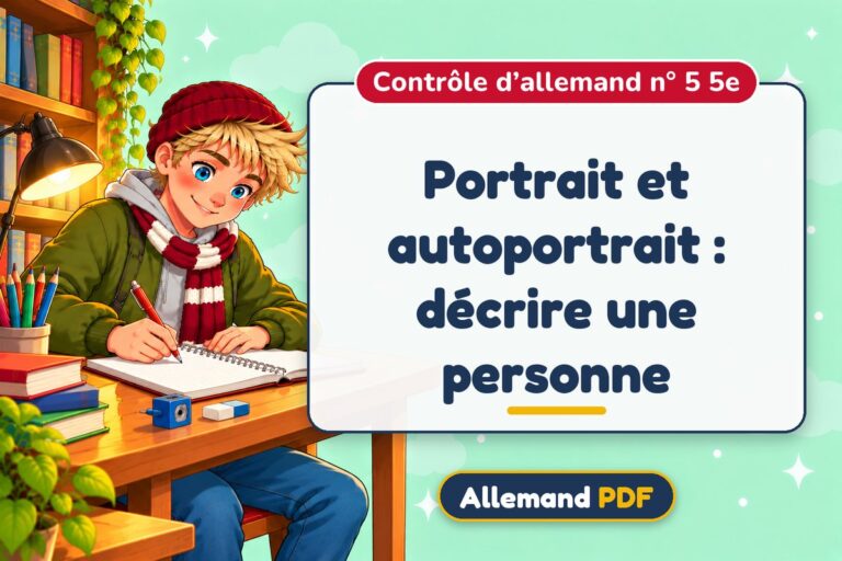 Portrait et autoportrait : décrire une personne : contrôle d’allemand n° 5 5e, illustration Allemand PDF