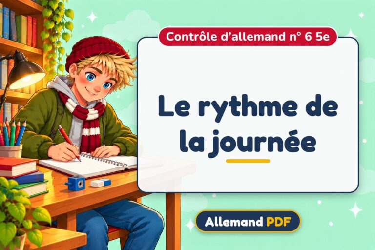 Le rythme de la journée : contrôle d’allemand n° 6 5e, illustration Allemand PDF