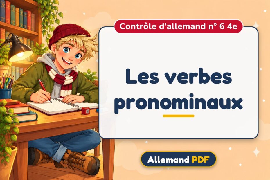 Les verbes pronominaux : contrôle d’allemand n° 6 4e, illustration Allemand PDF